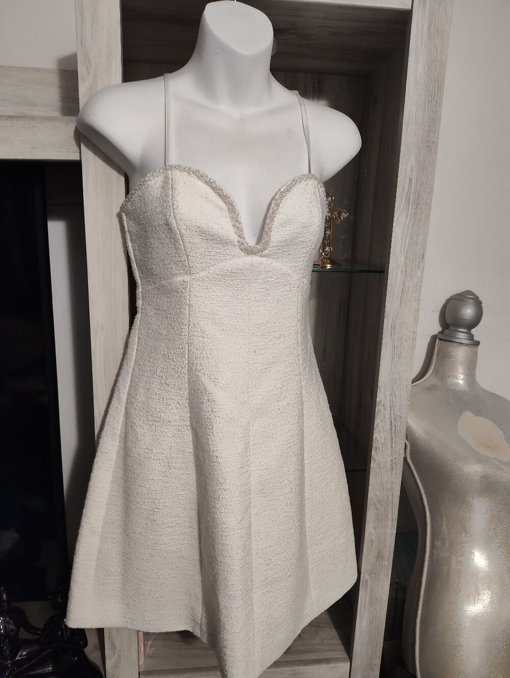Abercrombie & Fitch Ivory Textured Sweetheart Mini Dress SZ XS New No Tags